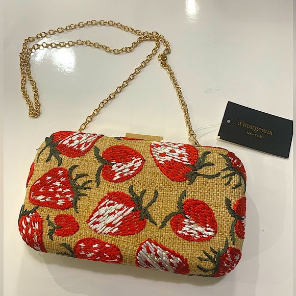 d’marge Handbags - D’margeaux Strawberry Embroidery  ,clutch Handbag.